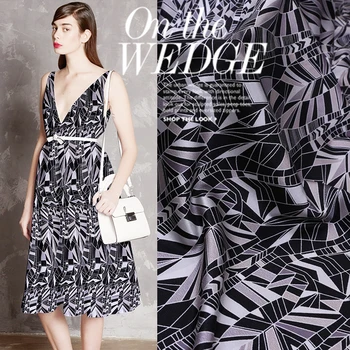 

Sale Digital Printed 140cm 19momme 93%silk 7%spandex Charmeuse Fabric for Dress Elasticity Diy Sewing Free Shipping Summer New