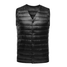 Красивый модный Ультра-светильник, мужской жилет, весна-осень, без рукавов, без воротника, жилет, мужской, Повседневный, зимний, белый, утиный пух, жилет