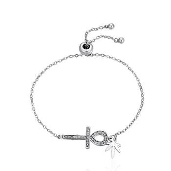 

SPC7 (With Box) Silver Link Chain Bracelets Zirconia Women Girls Anniversary Engagement