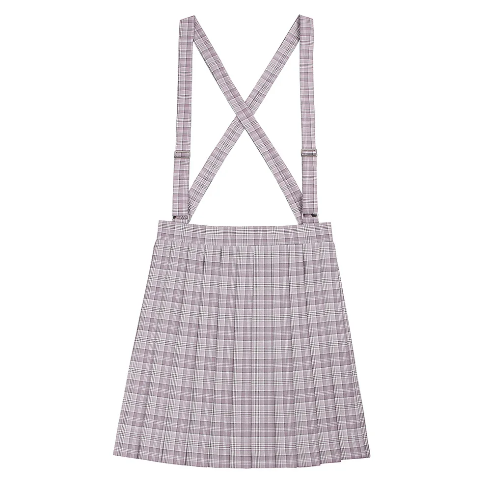 Suspender Skirt Форма Плиссированные Юбки JK Форма юбка молодая девушка, студентка с завышенной талией, фиолетового и белого цвета в винтажном клетчатая обувь в японском стиле Харадзюку на Стиль юбка - Цвет: Suspender Skirt