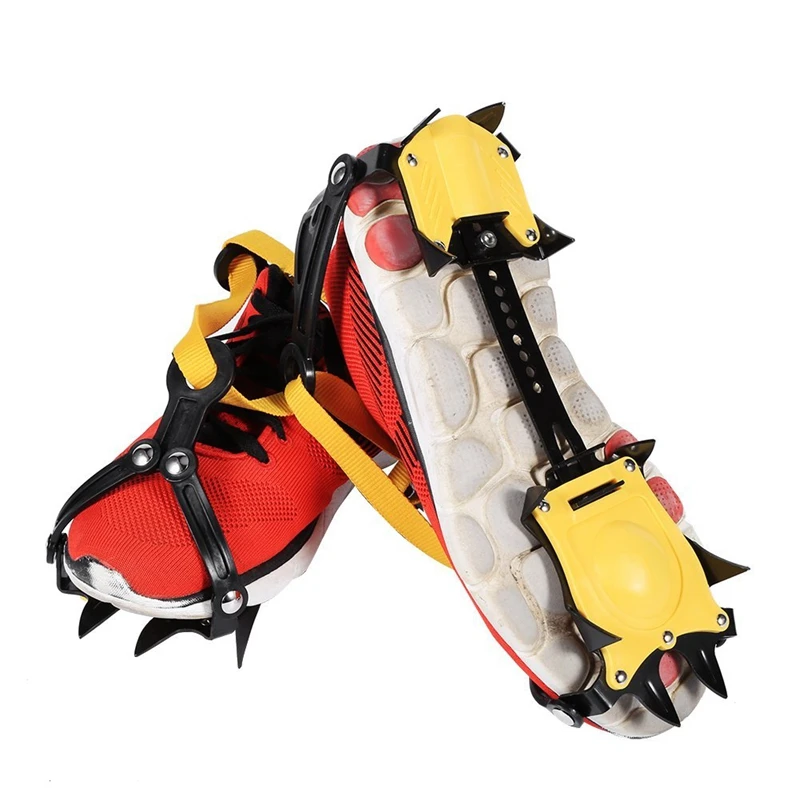 10 Teeth Crampons Mountaineering Cleats, Stainless Steel Snow Grips Crampons with Storage Bag Hexagonal Wrench Traction Spikes