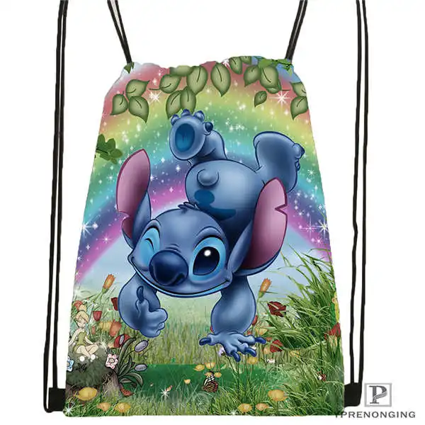 Drawstring Backpack Customilo-Stitch-walt@ 02-походная сумка на шнурке для мужчин и женщин милый рюкзак для детей(черная спинка) 31x40 см#20180611-03-139 - Цвет: Drawstring Backpack