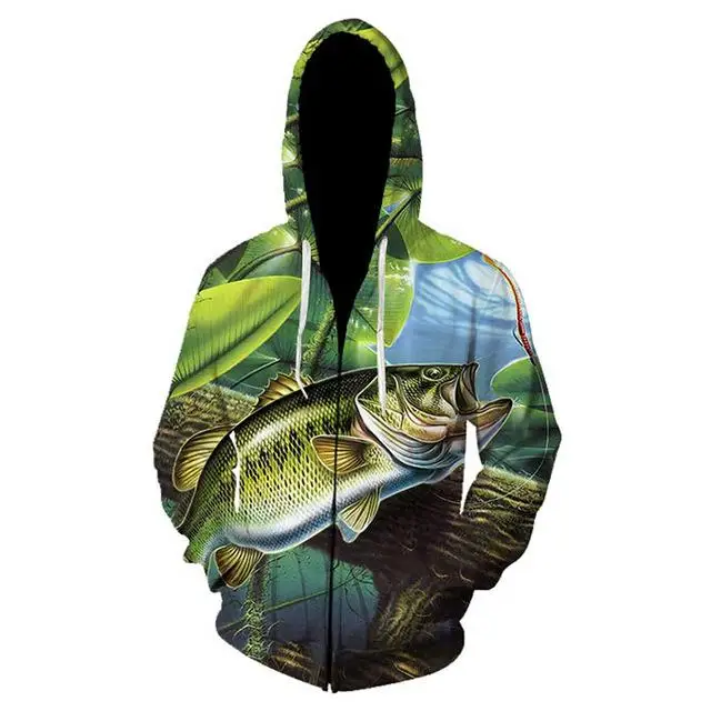 LLS-1096 hoodies Autumn and winter fashion 3D printing sharp mouth big fish zipper hoodie casual Harajuku zipper hooded jacket - Цвет: LLS-1096