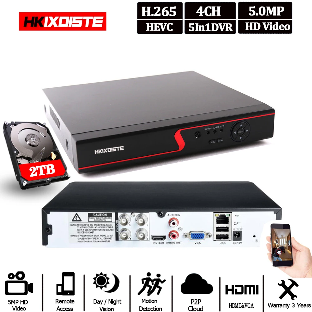 

Camera Video Security 4CH Full HD 5MP DVR IP AHD 5 In 1Hybird 16ch 2mp ip camera Recorder Set HDMI CCTV System In Surveillance