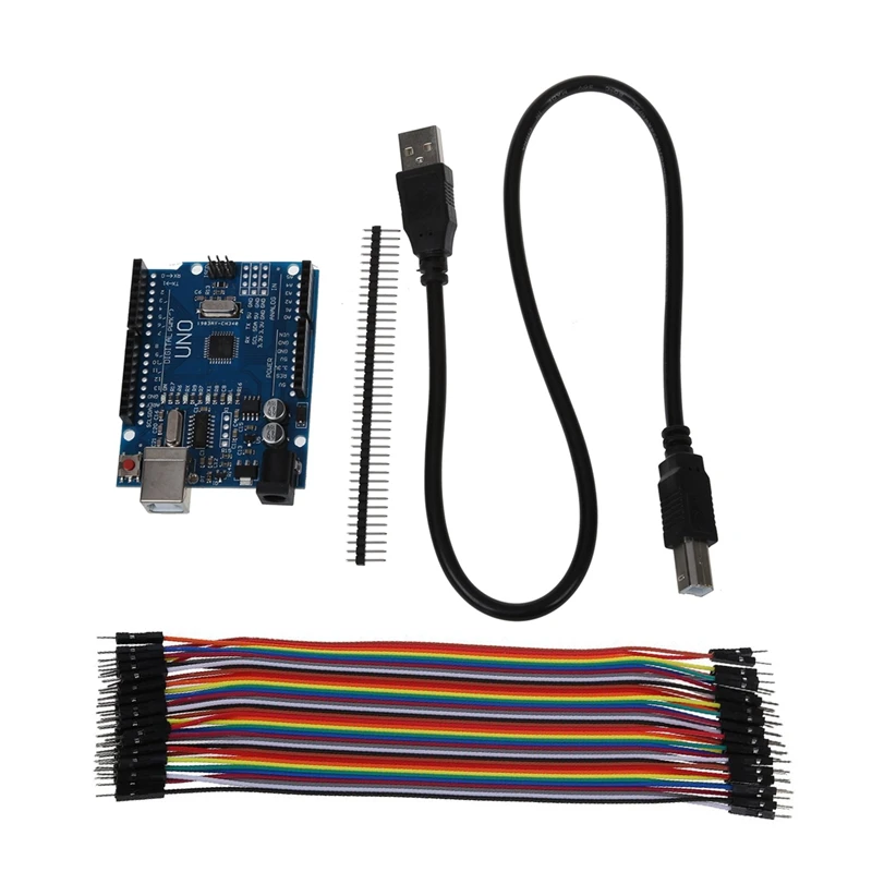 40 шт 20 см 2,54 мм Штекерная плата соединительный провод кабель для Arduino и Atmega328p CH340G UNO R3 плата+ USB кабель совместимый