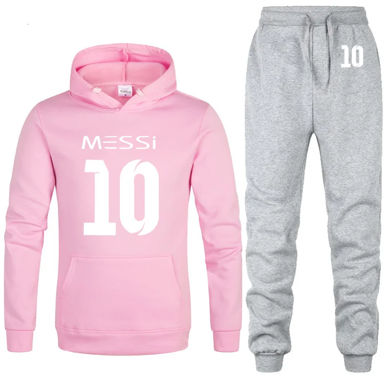 Мужские толстовки Messi 10, спортивная одежда с принтом, мужские толстовки, повседневные флисовые толстовки унисекс, Harajuku, спортивный костюм, мужские толстовки с капюшоном, штаны, костюм - Цвет: 805