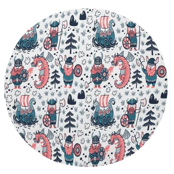 

Super Soft Plush Flannel Blanket Viking Cartoon Comic Dragon Blankets Round Throw Blanket for Beds