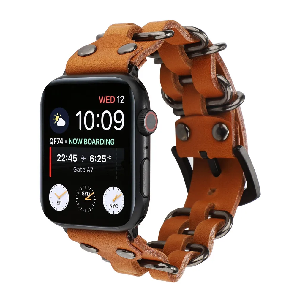 Высококачественный кожаный ремешок для часов Apple Watch 5 4 3 2 1 ремешок 38 мм 42 мм 40 мм 44 мм Сменные аксессуары для часов iWatch