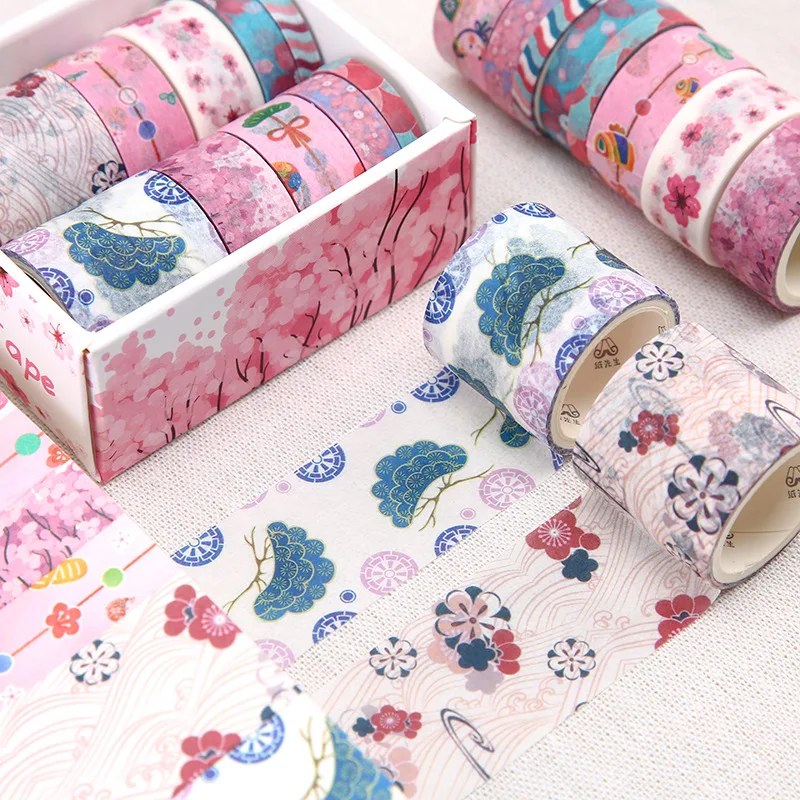 10 Roll Cartoon Washi Tape Set Cute Adhesive Colorful Stickers