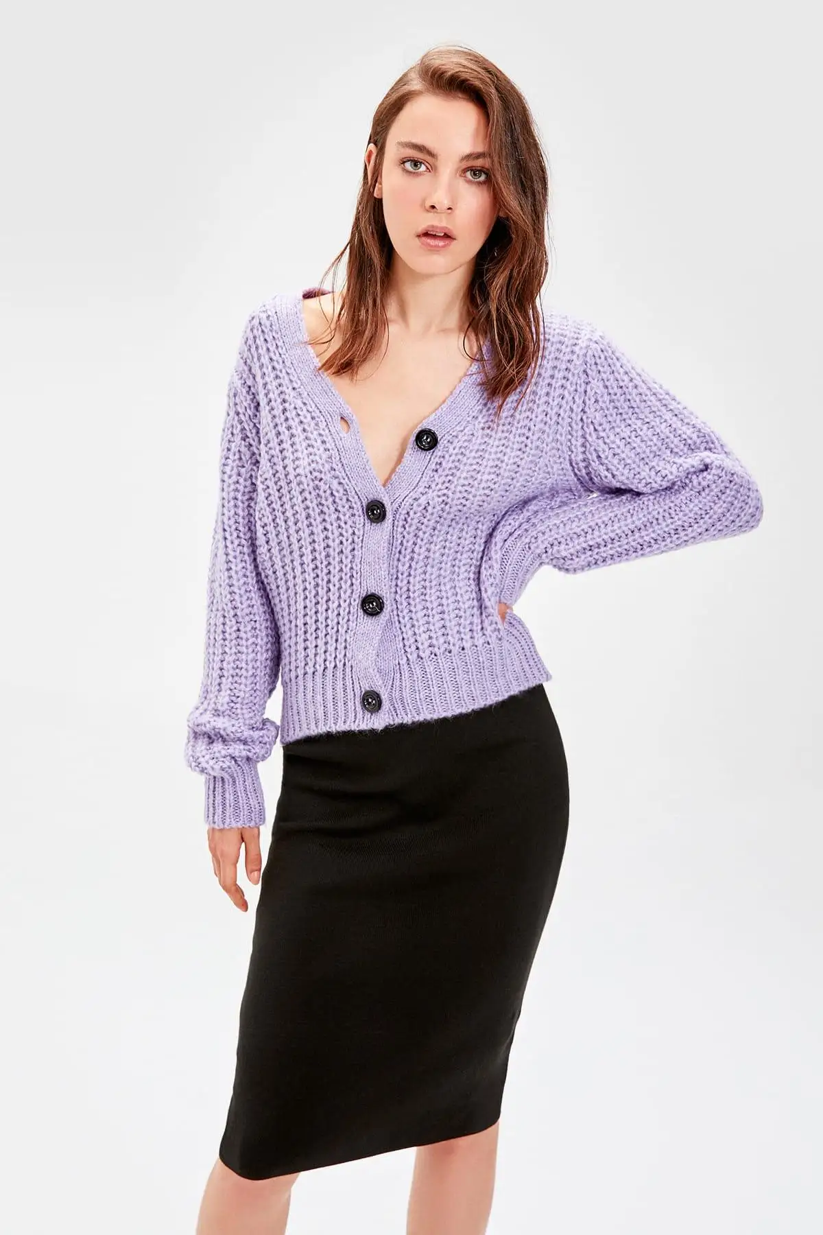 

Trendyol Lilac Button Short Sweater Cardigan TWOAW20ZA0053