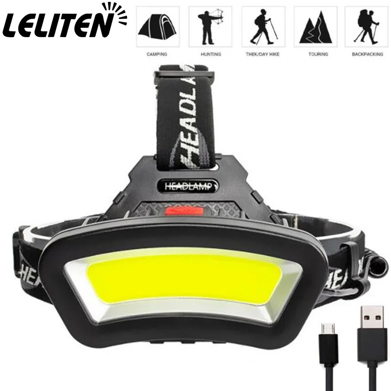 USB Rechargeable COB Headlamp Red White LED light Fishing headlight Hunting head lamp Camping Flashlight Torch | Лампы и освещение
