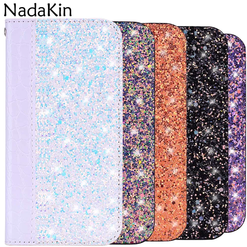 

Glitter Bling Book Case Shell for Huawei P20 Lite 2019 Nova 5i Flip Luxury Leather Cover for Nova 5 Without Magnectic Clasp