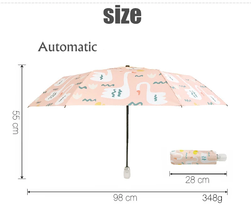 Творческий 5-складной милый лебедь Зонт-автомат для девушек-студенток; модные зонтик защита от ультрафиолетовых лучей мини Карманный Зонт
