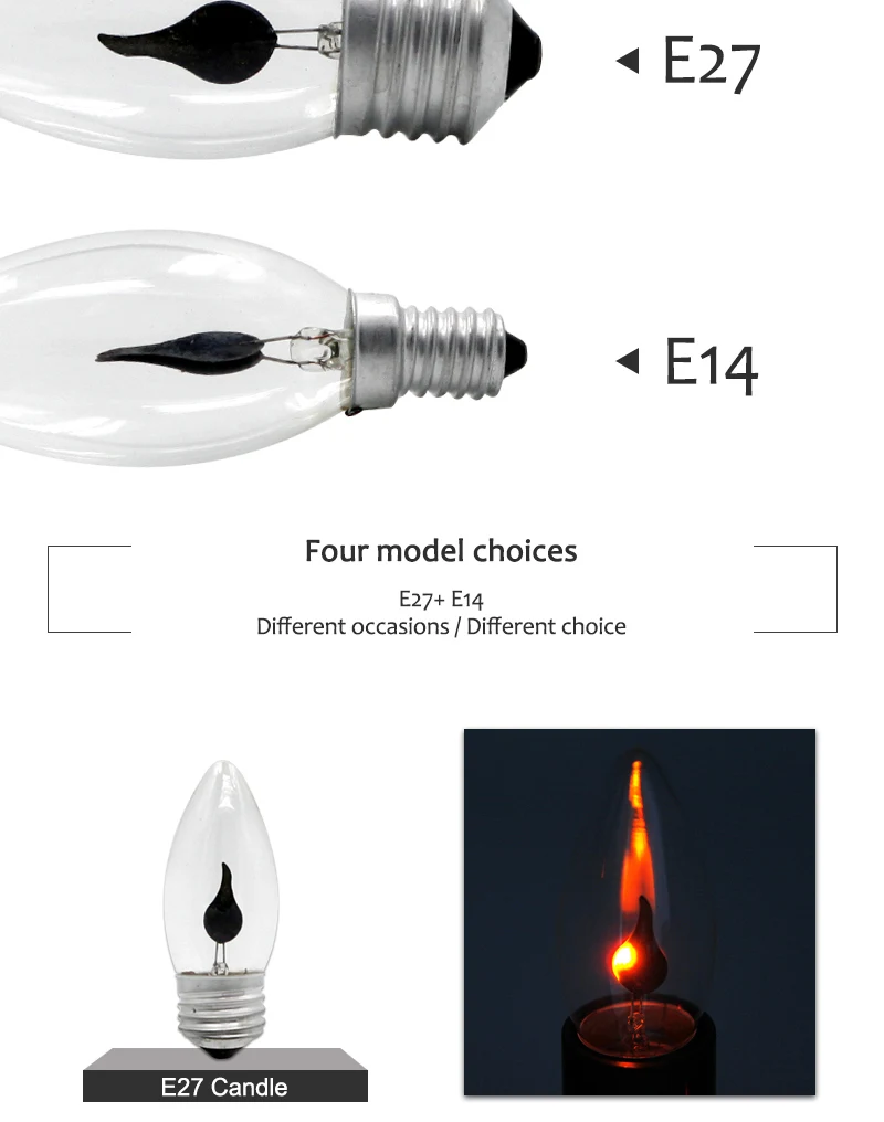 Decoração da Lâmpada Edison Chama Candel Lâmpada Cintilação E27 E14 ac 220v 3w Ponta - Cauda Retro Vintage Fogo Filamento Iluminação Led 2 Computers & Electronics