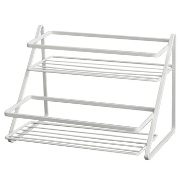 

2 Tier Countertop Spice Rack Step Shelf for Kitchen Pantry Bathroom Cabinet Organizer, Metal, White