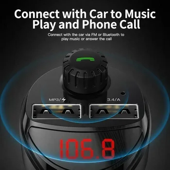 

3.4A Car Charger Dual-USB Audio MP3 Player FM Transmitter WMA APE FLAC