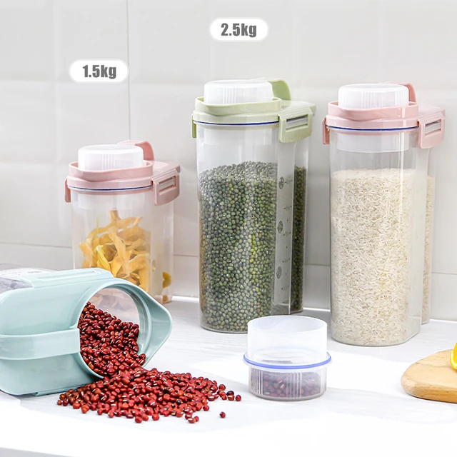 Flour Storage Container Dry Food Organizer Can With Lid Clear Airtight Food  Storage Box Tank For Sugar Grains Snacks Rice Nuts - AliExpress