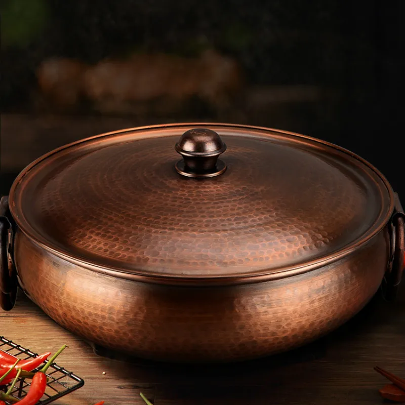 

Chinese Style Copper Pot Pure Copper Induction Cooker Household Electric Vintage Pot Instant Mutton Special Basin cookware