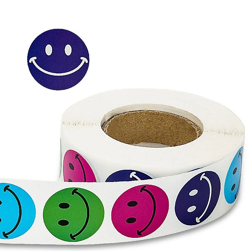 500 Pcs/Roll Round Smiley Happy Sticker 1 Inch Diary Scrapbook Sealing Labels for School Teacher Reward Kids Stationery Stickers |