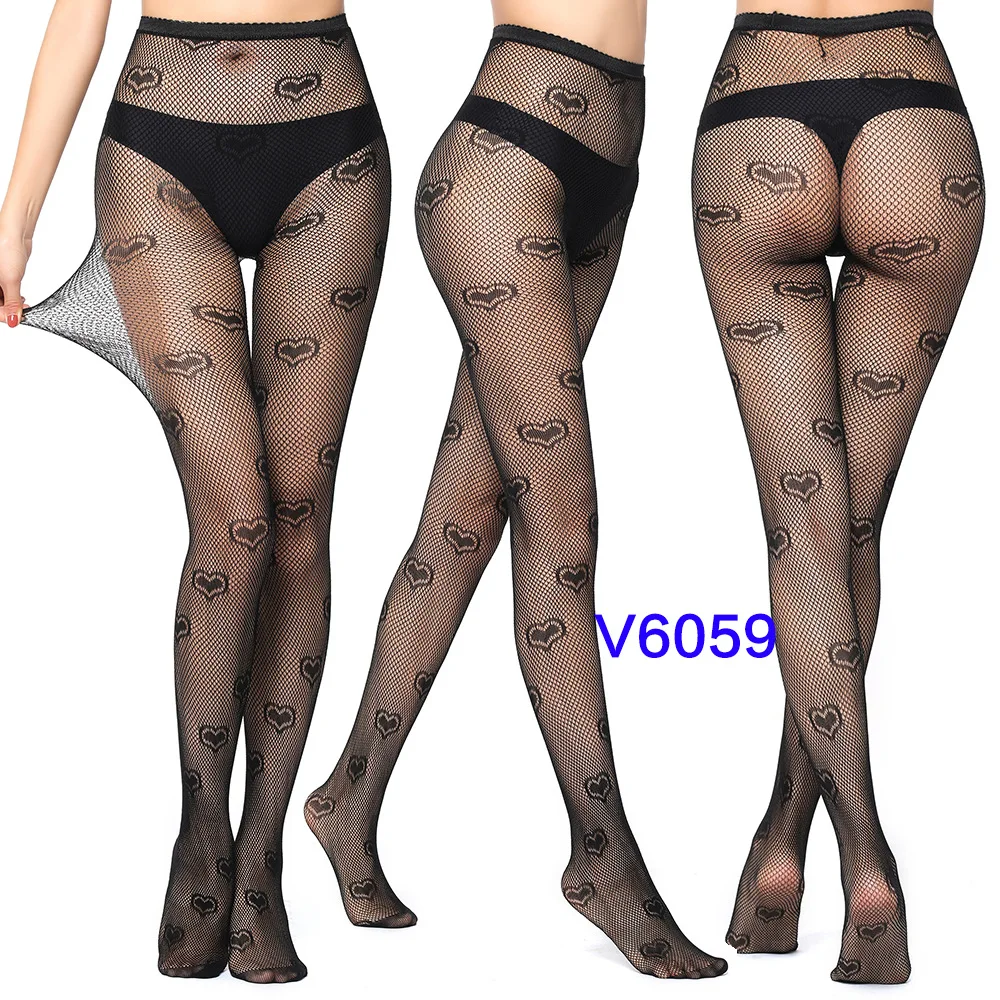 New Arrival Thin Women Pantyhose Sexy Hollow Solid Fishnet Tights Clothes For Women Black Tights Sexy Lingerie - Цвет: V6059