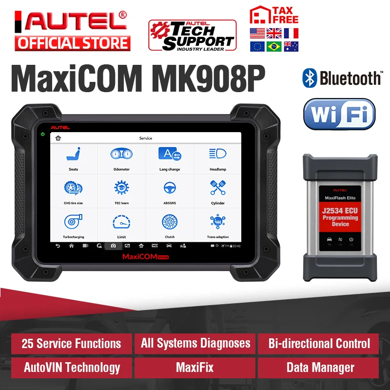 Autel MaxiCOM MK908P автомобильный диагностический сканер MaxiSys J2534 программируемый ключ ECU