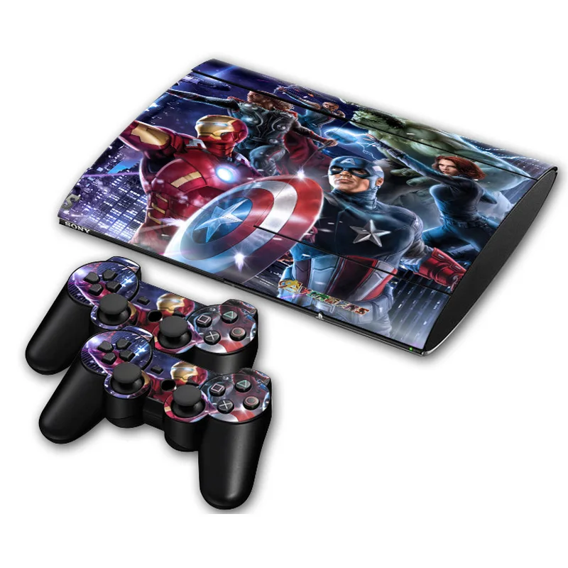 Marvel Deadpool Spiderman Star Wars Vinyl Skin Sticker for PS3 Super Slim Console and 2 Controllers Decal Cover Game Accessories