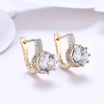 

Zircon Earrings Women's Fashion round Diamond Studs Earrings for Girl