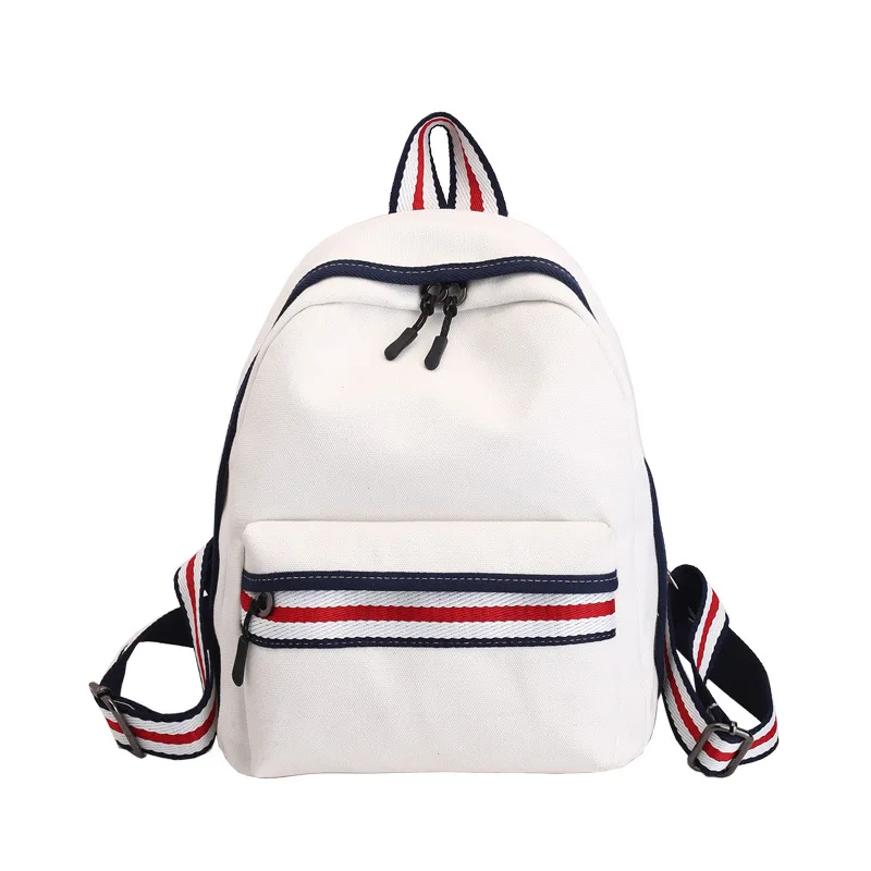 

New Simple Girls Canvas Shoulder Bag Small Fresh Fashion Ribbons Backpack Wild Female Student Backpack