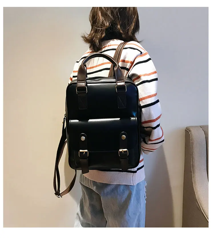 new mochila feminina anti theft school bags  travel vintage laptop brown leather big backpack women korean designer daypacks