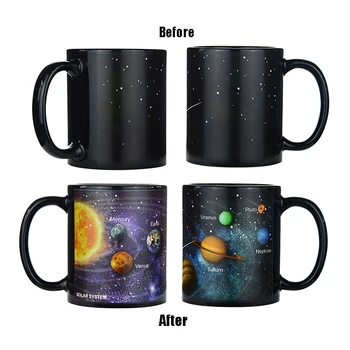 

Color Changing Mug Magic Temperature Change Coffee Mug Ceramic Travel Cups Mugs Portable Solar System Cup Creative Gift