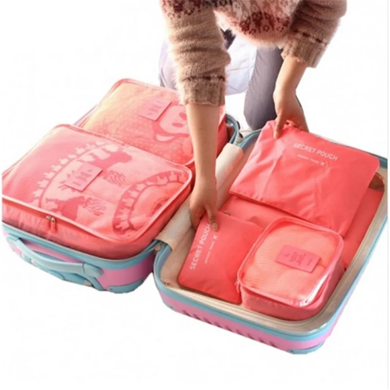 

6PC Travel Storage Bag Set Trolley Case Shoes Clothes Organizer