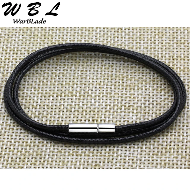 Black Braid Wax Cord Leather Rope Steel Clasp String Chain for DIY Pendant  Necklace Jewelry Making Cordon Cuero Para Colgante - AliExpress