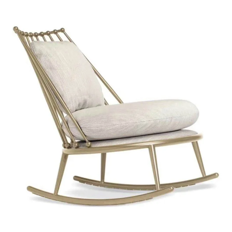 

Modern Golden Metal Frame Rocking Chair Golden Stainless Steel Chair Furniture for Hotel/Living Room
