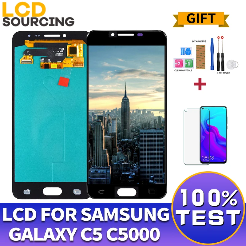 AMOLED 5,2 дюймов для samsung Galaxy C5 C5000 ЖК-дисплей сенсорный экран в сборе дигитайзер для samsung C5 дисплей Замена
