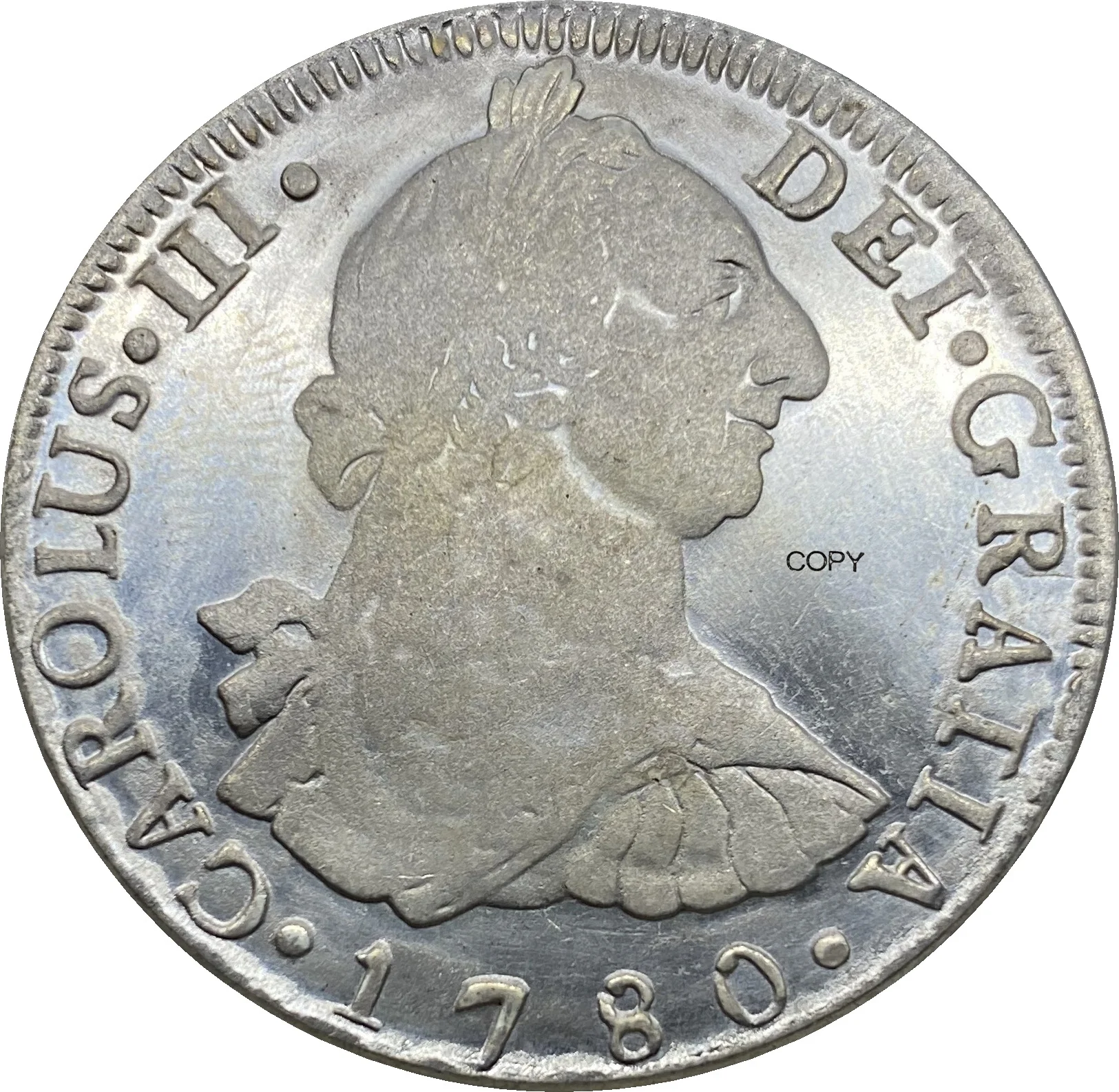 Мексиканская монета, 8 реалов, Карлос III, 1780 монеты с купроникелем, серебряные копии монет