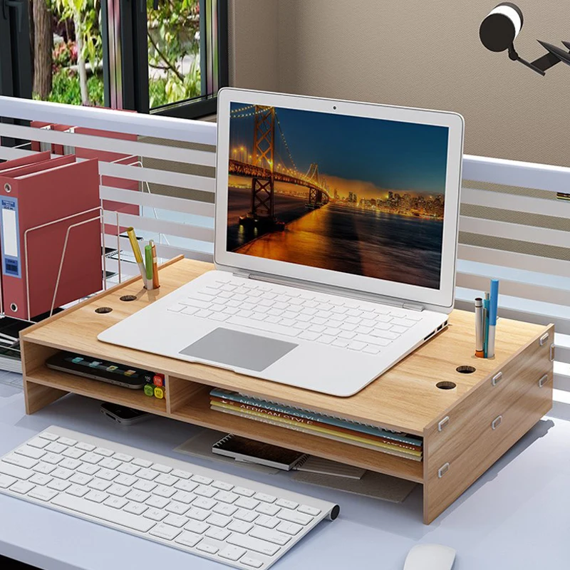 

Portable Notebook Holder Stand with Drawer Storage Organizer Laptop Bracket Heightening Rack P666