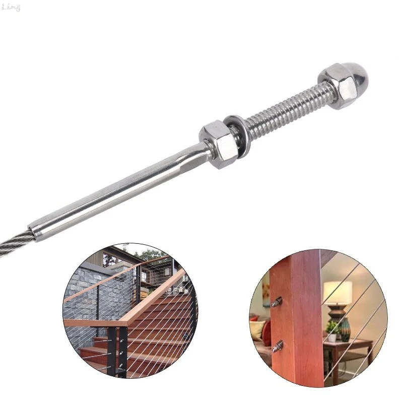 

18 Pcs Stainless Threaded Terminal Stud End Fitting for 1/8 Cable Deck Railing Hand Swage T316 Marine Grade 3-7/8 inch