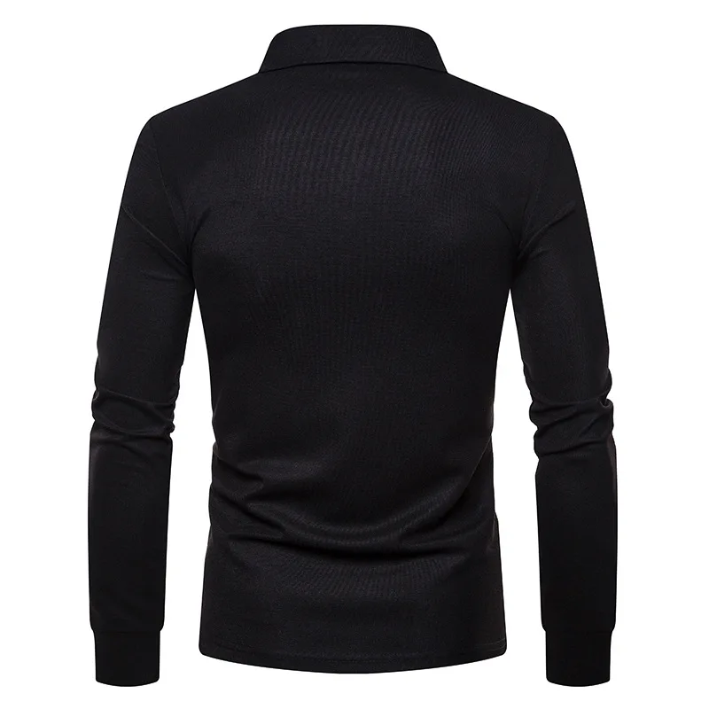 New Products On New Youth Men Versitile Fashion Solid Color Long Sleeve Large Size POLO Shirt