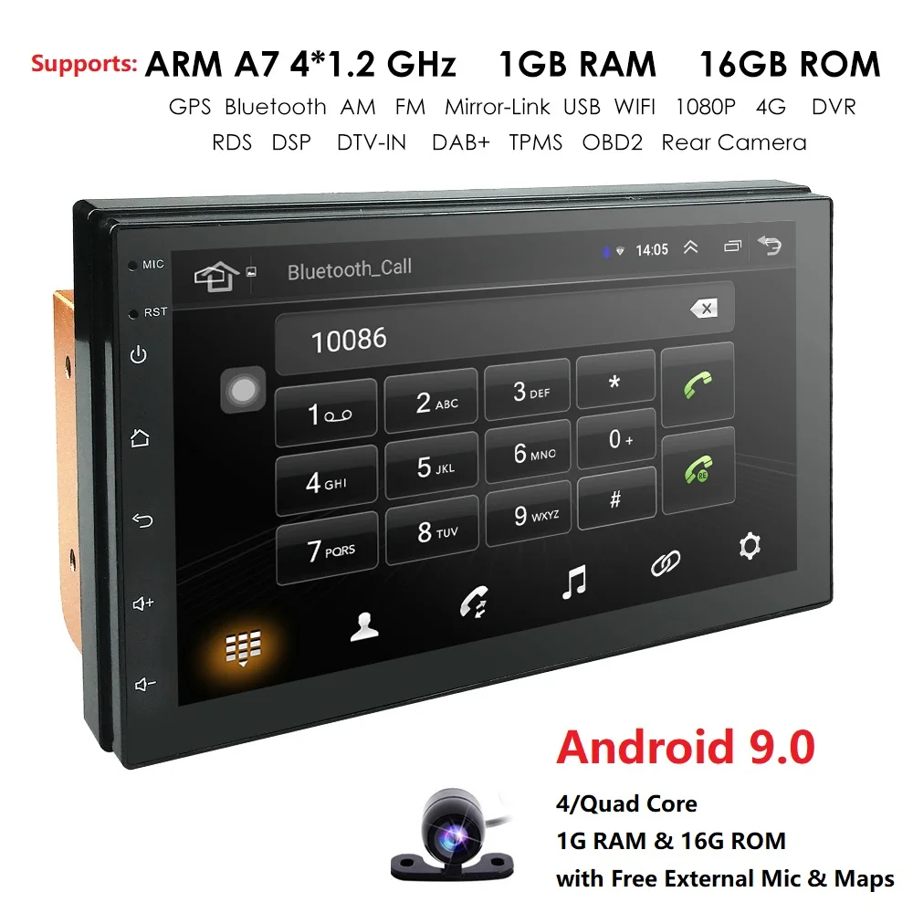 

7"Touch screen 2din DSP Universal Car navigation1GB RAM 16GB ROM ,Support Wifi ,Mirror link,free map,rear camera