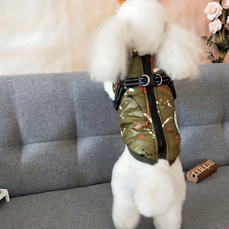Одежда с принтом в виде собак зимняя одежда для собак куртка щенок жилет без рукавов зимний Костюмы толстовки для малых и средних собак костюм для собаки S-XXL