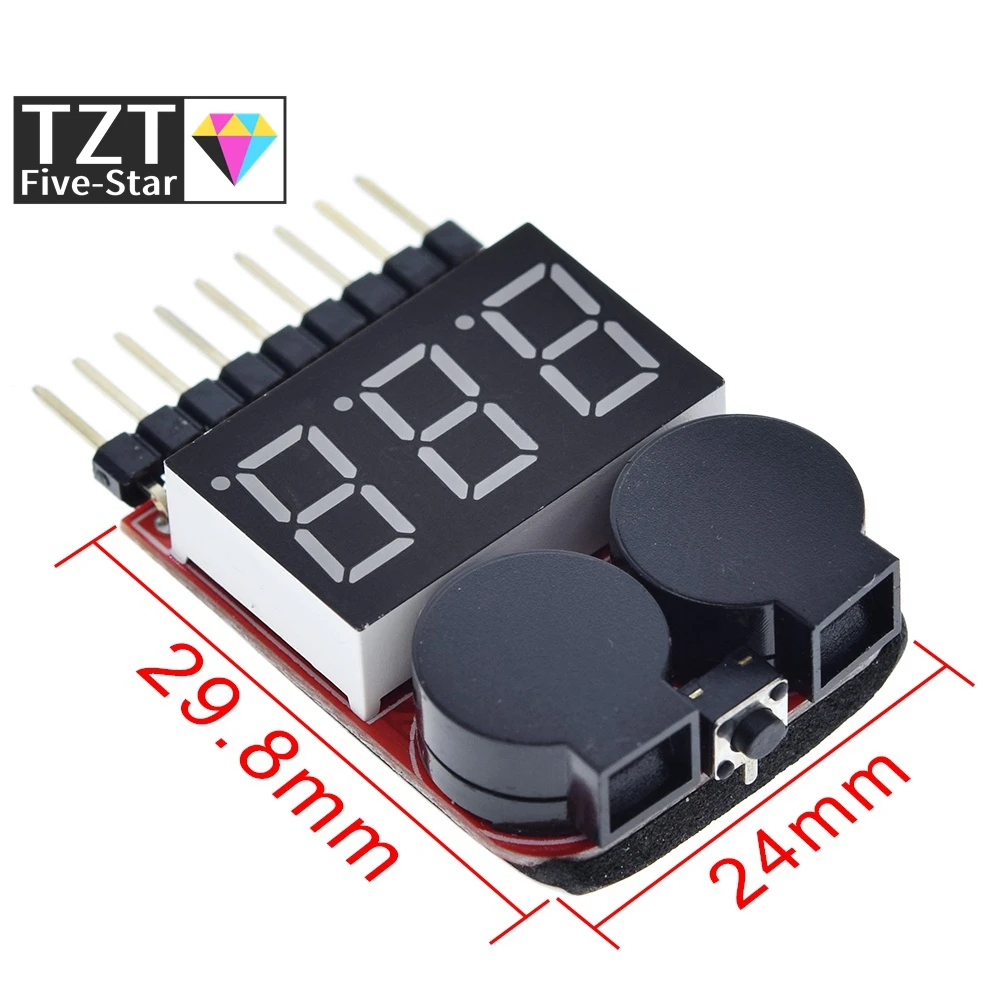 Тестер напряжения TZT F00872 Lipo вольтметр с индикатором проверка двойной динамик 1S-8S