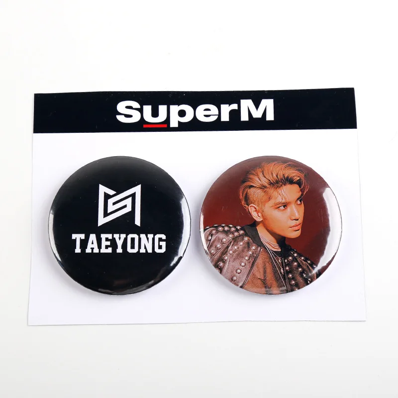 Kpop SuperM Мини альбом супер м разделочные значки булавки сумка Броши KAI LUCAS TAEMIN TAEYONG BAEKHYUN десять MARK LJJ798 - Окраска металла: taeyong