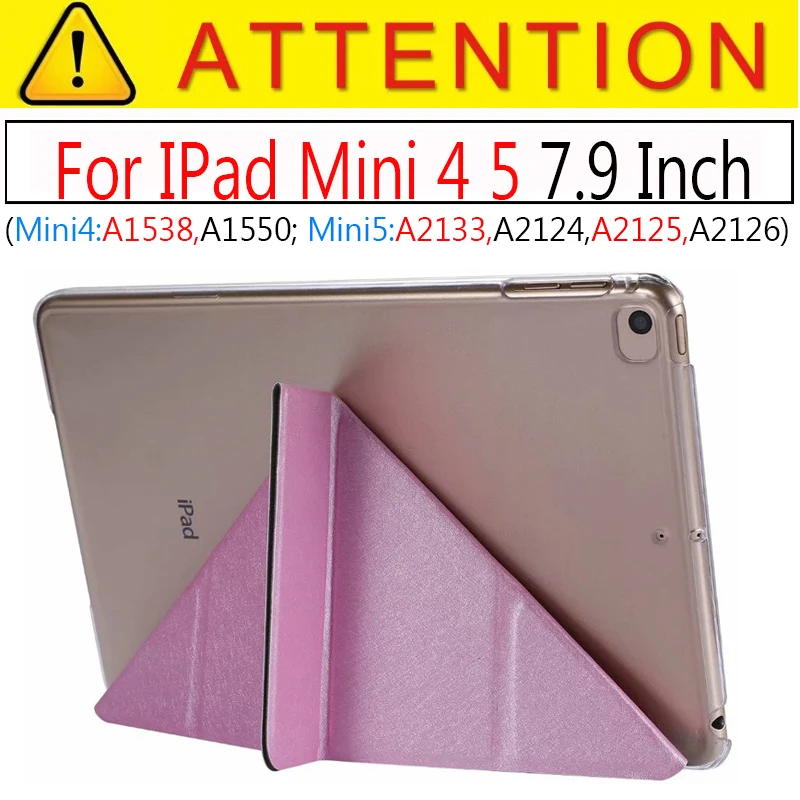 Mini 4 5 Pink Умный чехол для ipad Mini4 ультра тонкий из искусственной кожи чехол+ PC полупрозрачный чехол для Apple ipad mini 4 3 2 1 7,9 дюймов - Цвет: Mini 4 5 Pink