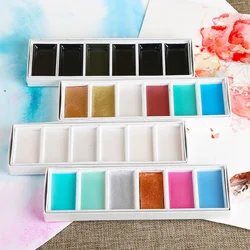 6-color Pearlescent Solid Watercolor Paint Chinese Painting Pigment Metal Art Supplies For Artist