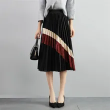 Бархатные длинные женские плиссированные юбки мода осень зима Корейская трапециевидная Высокая талия женская Юбка-миди