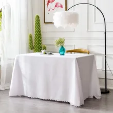 Withme White Solid Color Fabric Polyester Cotton tablecloth Personalized kitchen pattern Wedding tablecloths Square Tablecloth