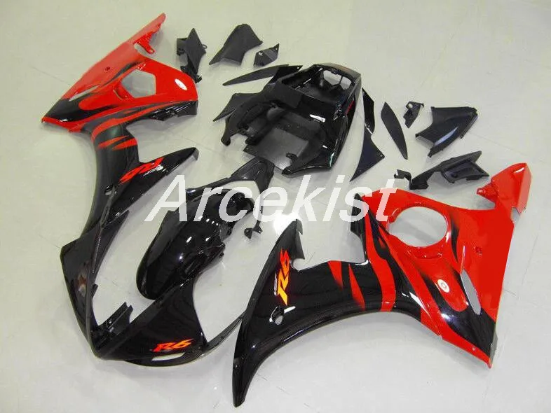 4 подарка Новые ABS Обтекатели наборы подходят для Yamaha YZF R6 2003 2004 2005 обтекатель Набор R6 03 04 05 Горячие продажи черный желтый - Color: Red black