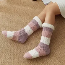 Fashion Thicken Fleece Lined Socks Women Soft Warm Cozy Fuzzy Slipper Socks