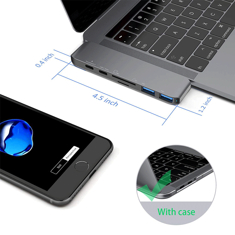 7в1 USB-C концентратор двойной тип-c многопортовый кардридер адаптер 4K HDMI для MacBook Pro