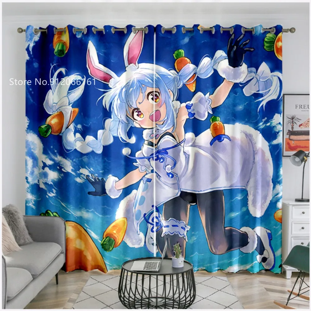 Usada Pekora Window Curtain 3D Printing Japan Cartoon Anime Blackout Curtain For Kids Adults Window Drapes Home Decoration